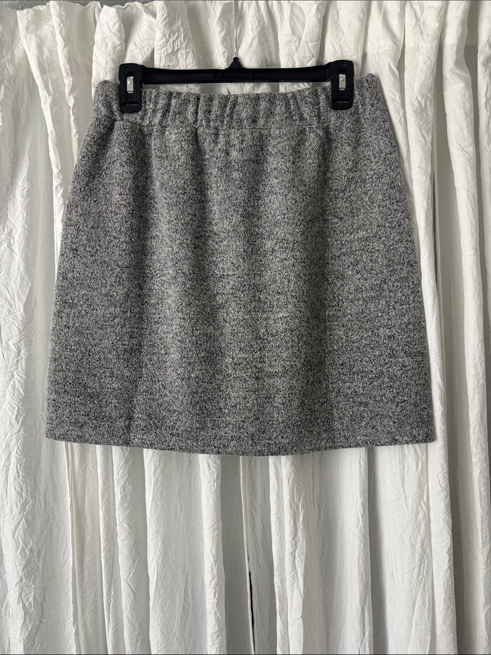 LOFT Gray Marled Knit Drawstring Mini Skirt